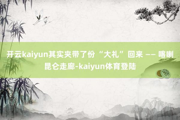 开云kaiyun其实夹带了份 “大礼” 回来 —— 喀喇昆仑走廊-kaiyun体育登陆