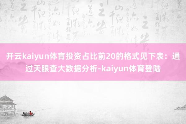 开云kaiyun体育投资占比前20的格式见下表：通过天眼查大数据分析-kaiyun体育登陆
